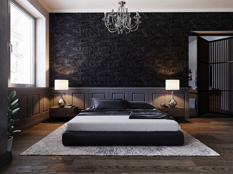 کاغذ دیواری سیاه برای اتاق خواب