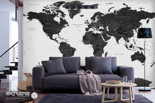 کاغذ دیواری طرح نقشه جهان