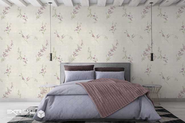 کاغذ دیواری یاسی اتاق خواب